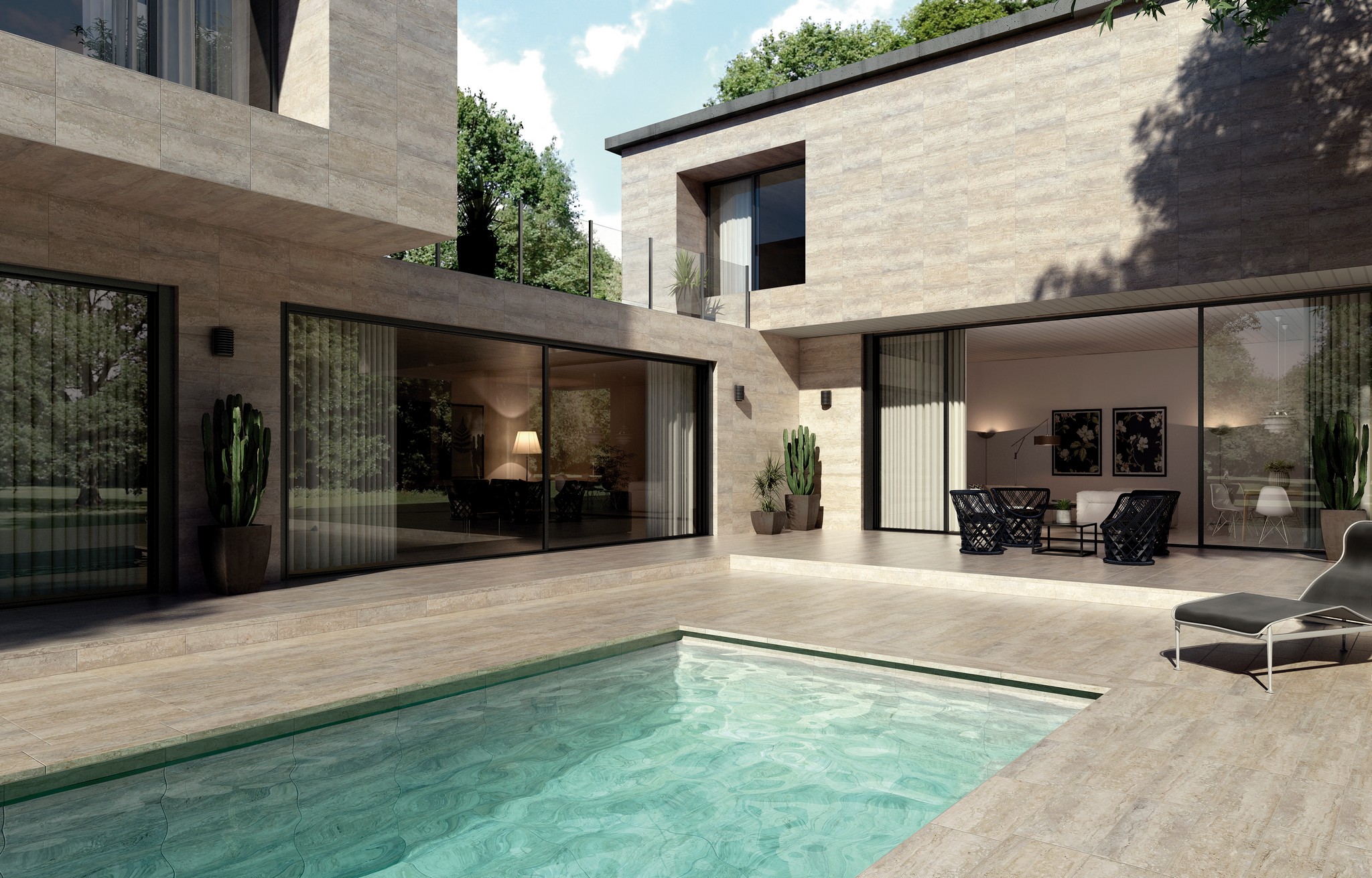 Крупноформатная плитка из керамогранита Exagres Marbles Travertino фото
