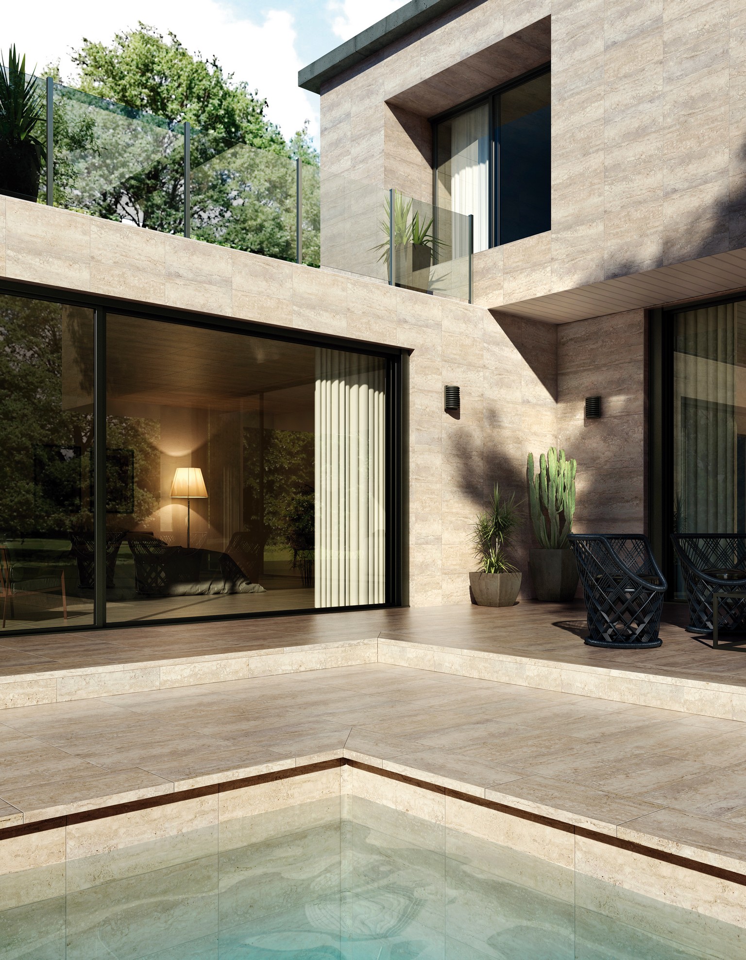 Крупноформатная плитка из керамогранита Exagres Marbles Travertino фото
