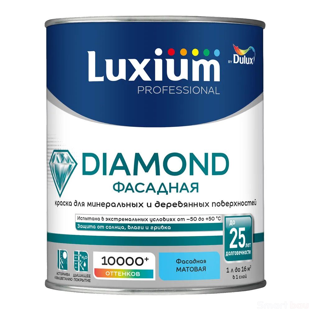 Фасадная краска для минеральных и деревянных поверхностей, матовая Dulux Diamond фото