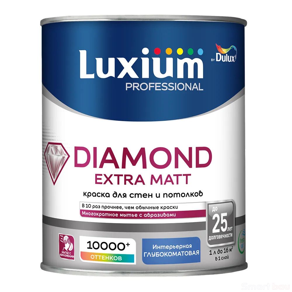 Краска для стен и потолков, глубокоматовая Dulux Diamond Extra Matt фото