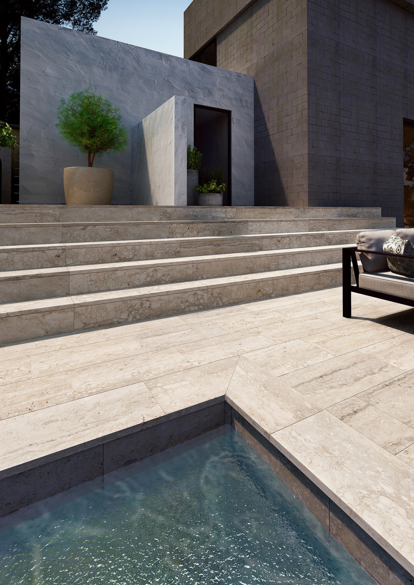 Крупноформатная плитка из керамогранита Exagres Marbles Travertino фото