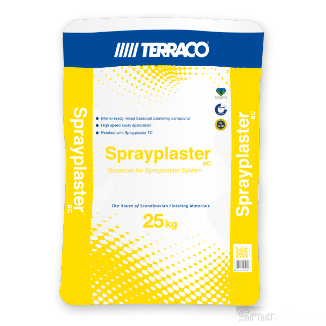Пастообразная выравнивающая штукатурка для внутренних работ Terraco Sprayplaster Basecoat BC
