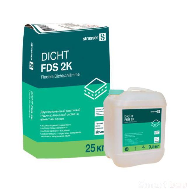 Двухкомпонентная эластичная гидроизоляция strasser DICHT FDS 2K фото
