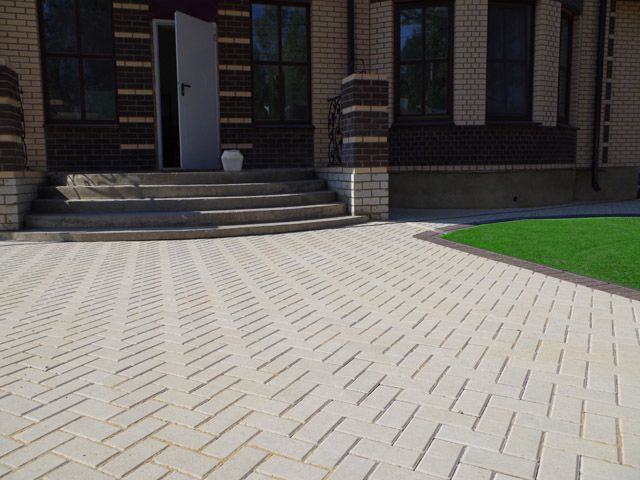 Тротуарная плитка SteinRus Прямоугольник Белый фото