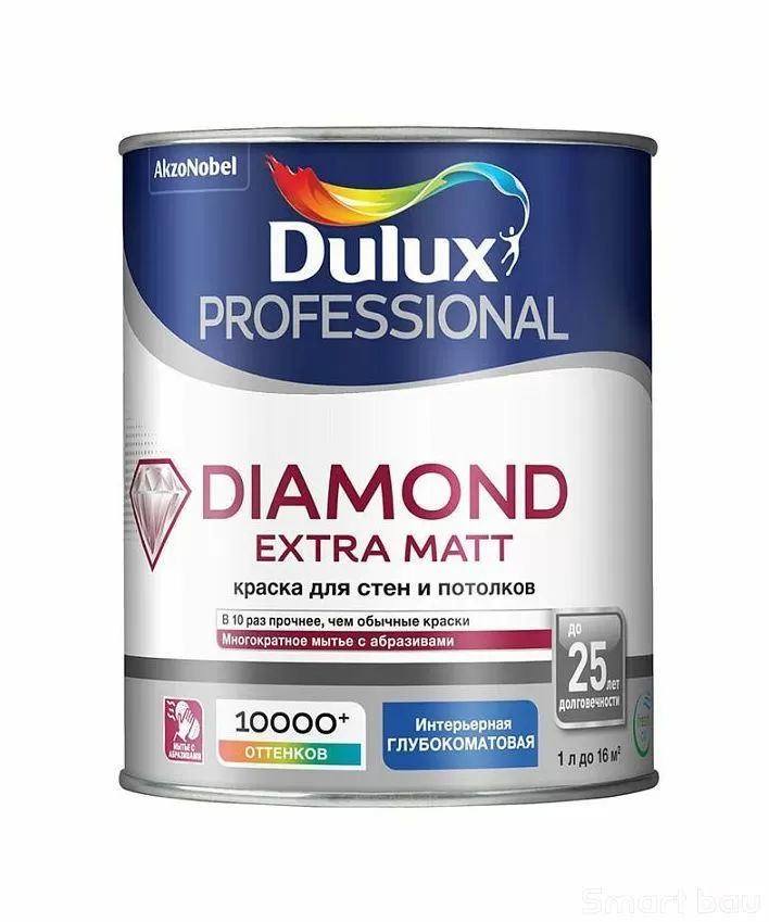 Краска для стен и потолков, глубокоматовая Dulux Diamond Extra Matt фото