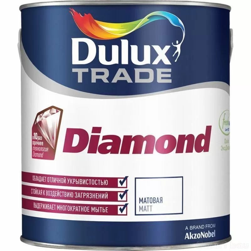 Краска для стен и потолков матовая Dulux Diamond Алмазная прочность фото