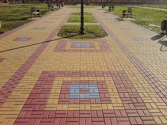 Тротуарная плитка SteinRus Прямоугольник Лайн Красный фото