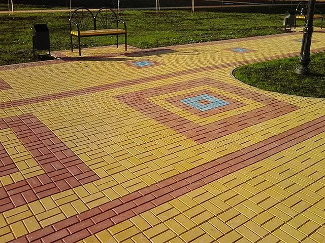 Тротуарная плитка SteinRus Прямоугольник Лайн Желтый фото